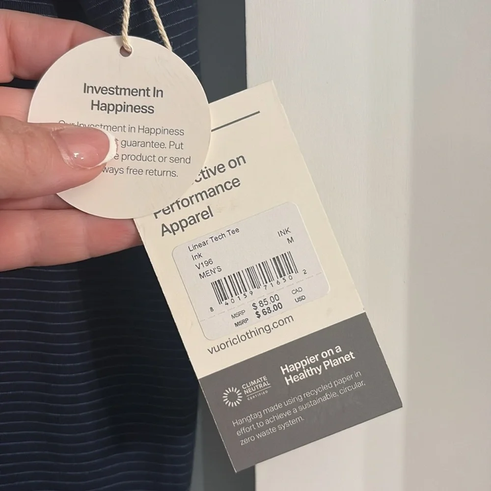 VUORI Linear Tech Tee MENS SIZE MEDIUM BLUE - Picture 7 of 10